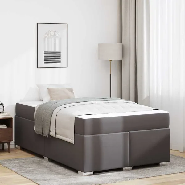 Cadre de lit avec matelas Gris 120 x 200 cm tissu