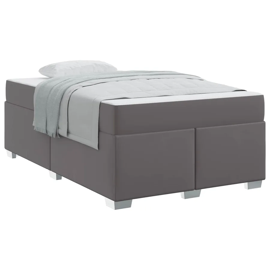 Cadre de lit avec matelas Gris 120 x 200 cm tissu - 2