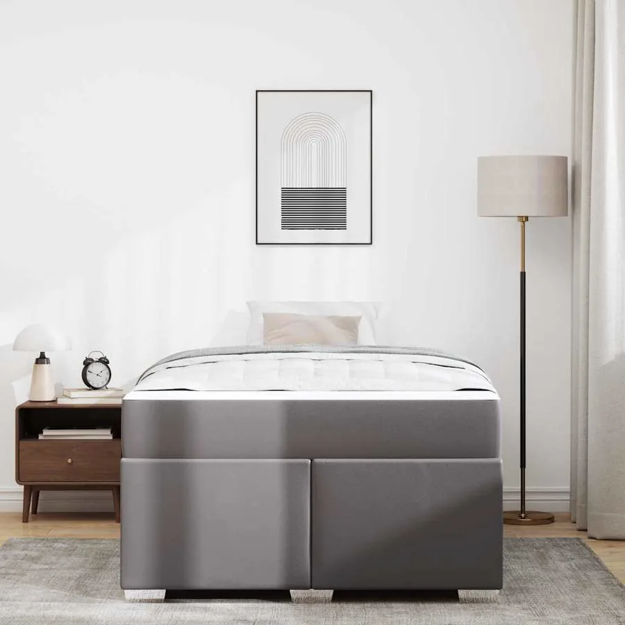 Cadre de lit avec matelas Gris 120 x 200 cm tissu - 3