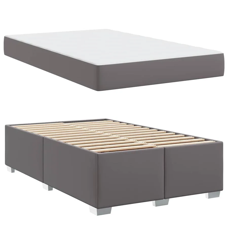 Cadre de lit avec matelas Gris 120 x 200 cm tissu - 4