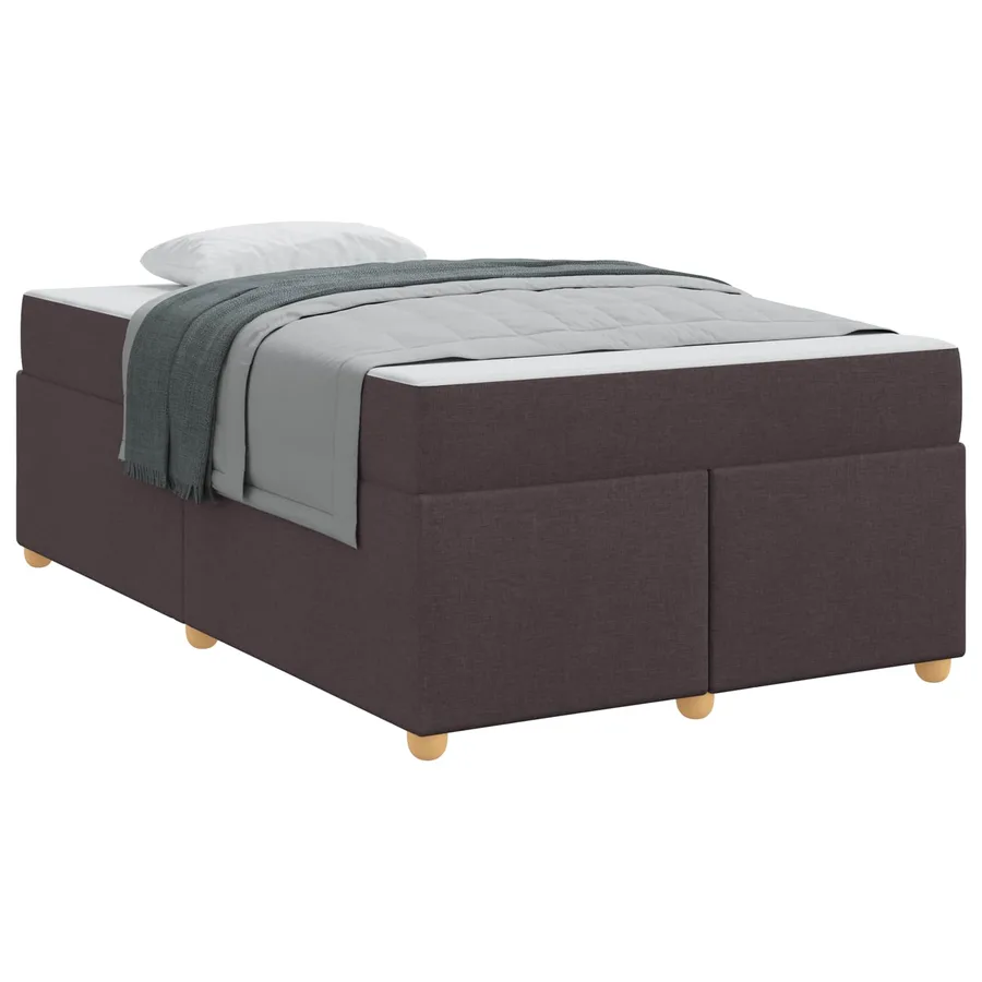 Cadre de lit avec matelas Marron foncé 120 x 200 cm tissu - 2