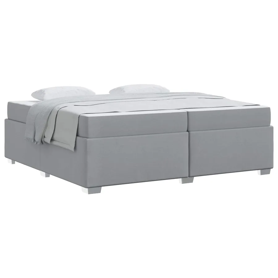 Cadre de lit avec matelas Gris clair 200 x 200 cm tissu - 2