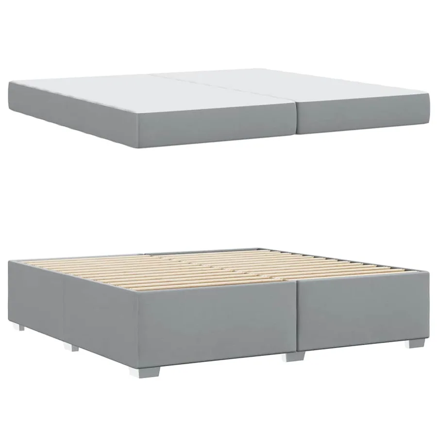 Cadre de lit avec matelas Gris clair 200 x 200 cm tissu - 4