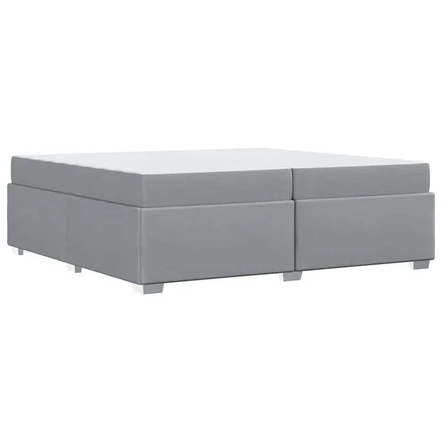Cadre de lit avec matelas Gris clair 200 x 200 cm tissu - 7