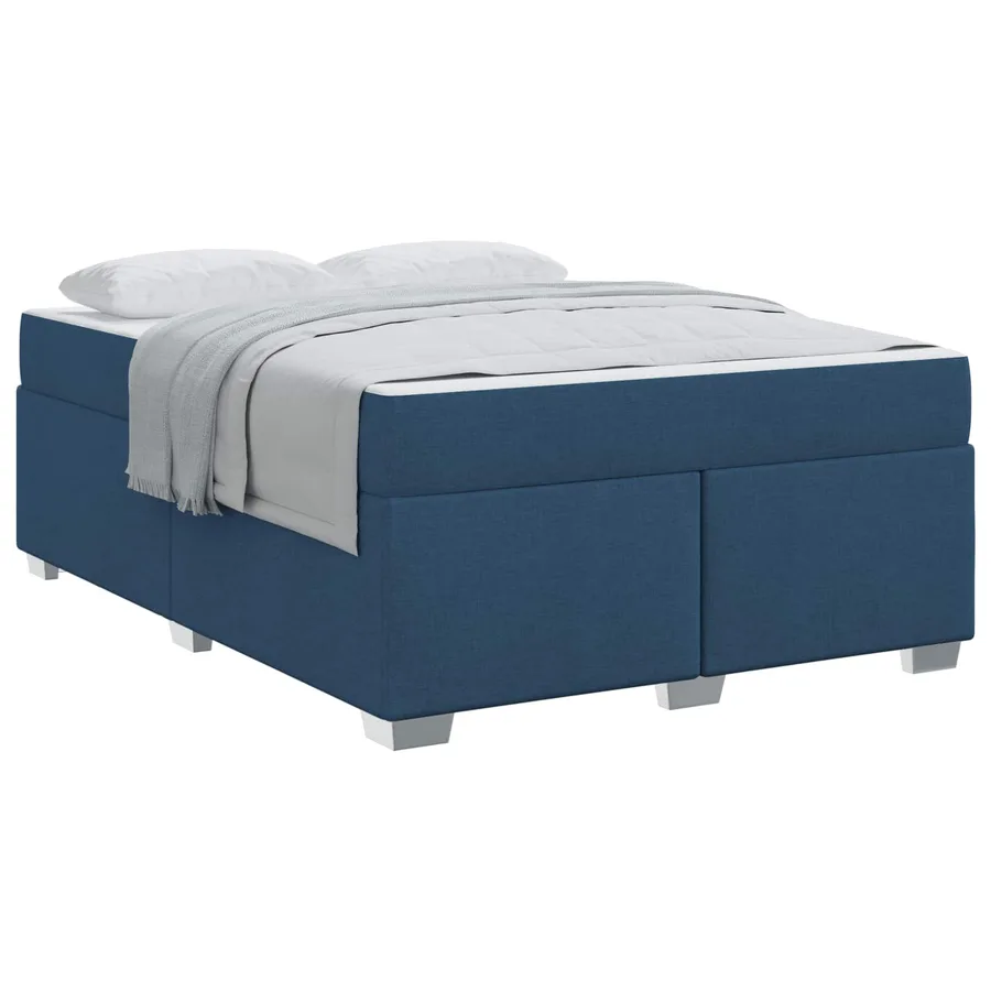 Cadre de lit avec matelas Bleu 140 x 200 cm tissu - 2