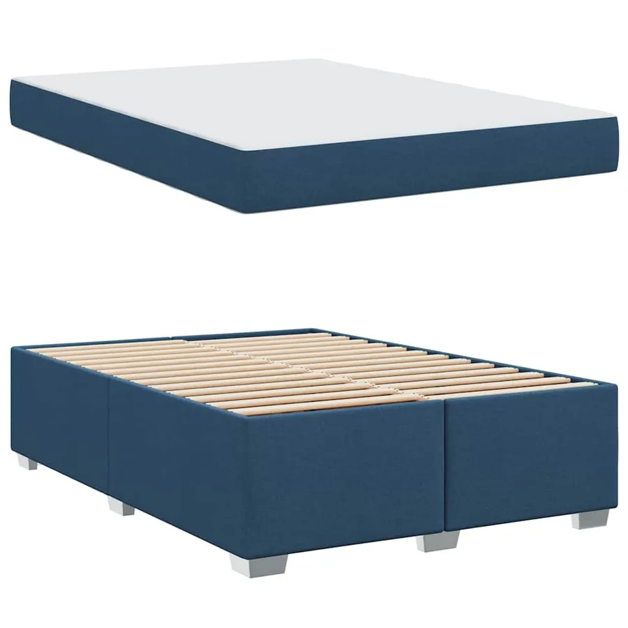 Cadre de lit avec matelas Bleu 140 x 200 cm tissu - 4
