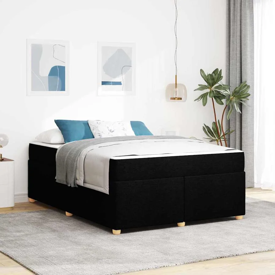 Cadre de lit avec matelas Noir 160 x 200 cm tissu