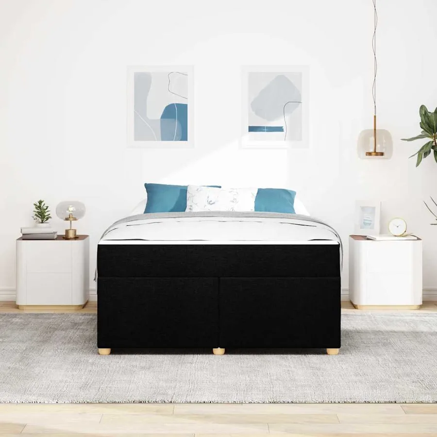 Cadre de lit avec matelas Noir 160 x 200 cm tissu - 3