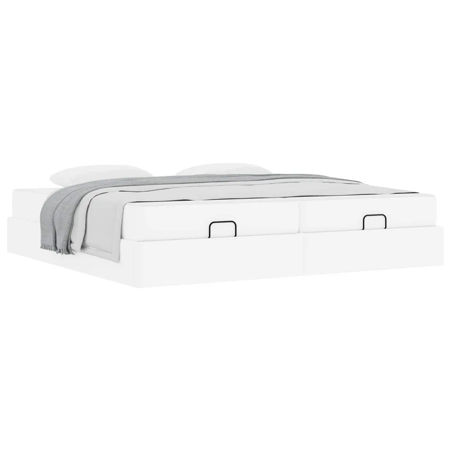 Cadre de lit avec matelas avec matelas 2 pcs Blanc PVC - 3