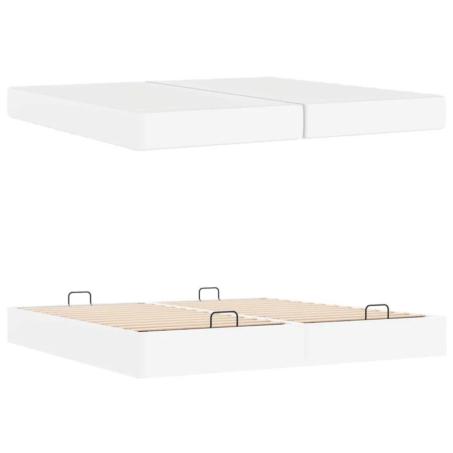 Cadre de lit avec matelas avec matelas 2 pcs Blanc PVC - 5