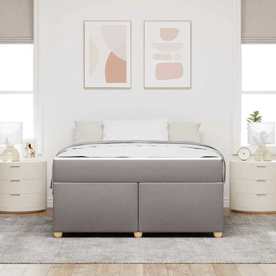 Cadre de lit avec matelas Taupe 160 x 200 cm tissu - 3