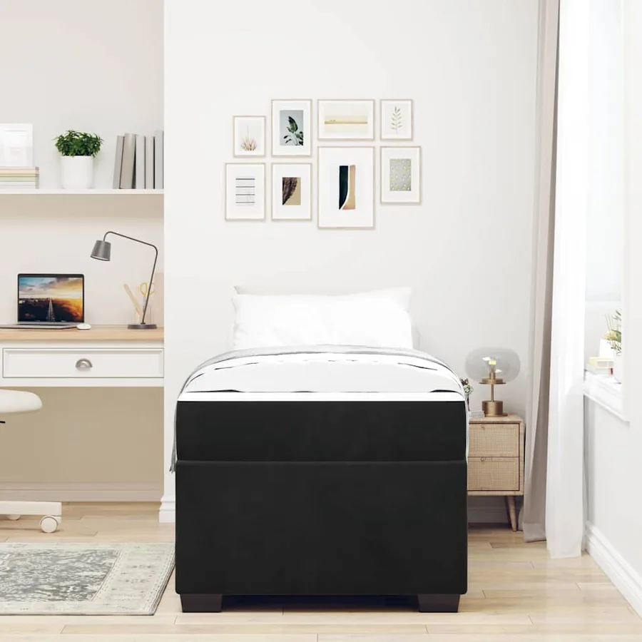 Cadre de lit avec matelas Noir 90 x 190 cm tissu - 3