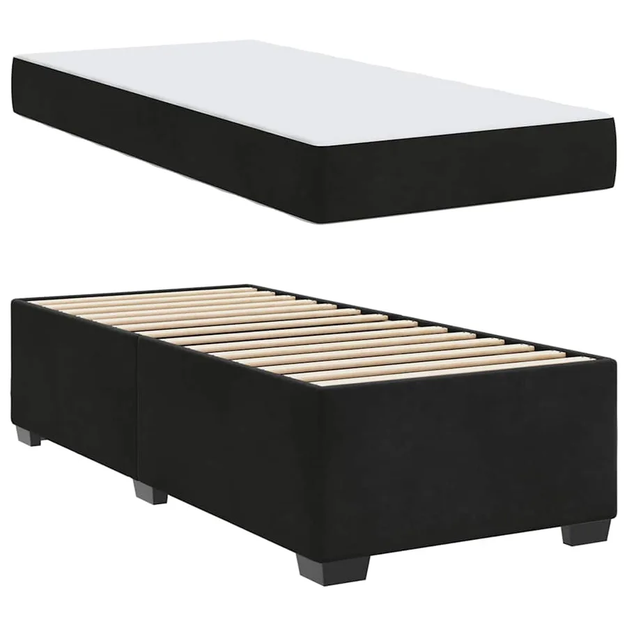 Cadre de lit avec matelas Noir 90 x 190 cm tissu - 4