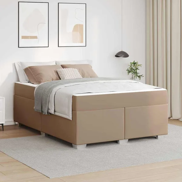Cadre de lit avec matelas Cappuccino 140 x 200 cm tissu