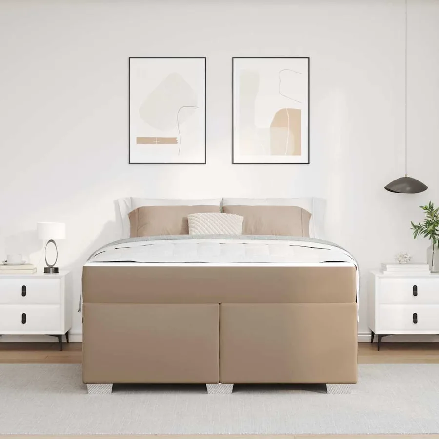 Cadre de lit avec matelas Cappuccino 140 x 200 cm tissu - 3