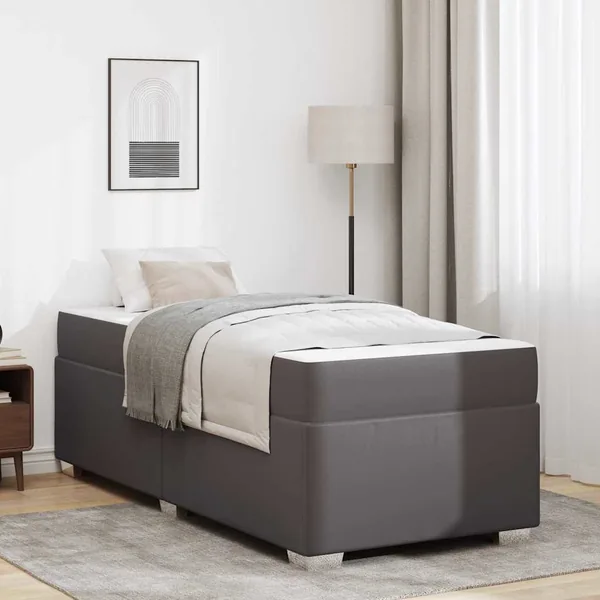 Cadre de lit avec matelas Gris 80 x 200 cm tissu