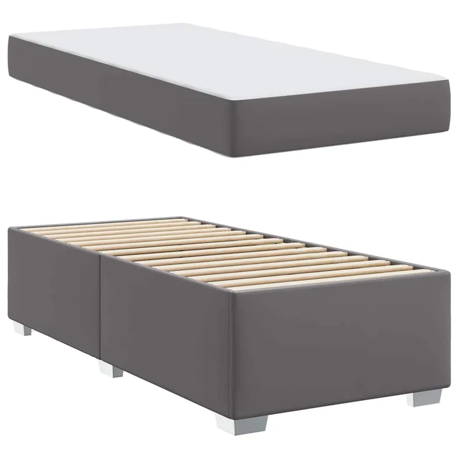 Cadre de lit avec matelas Gris 80 x 200 cm tissu - 4