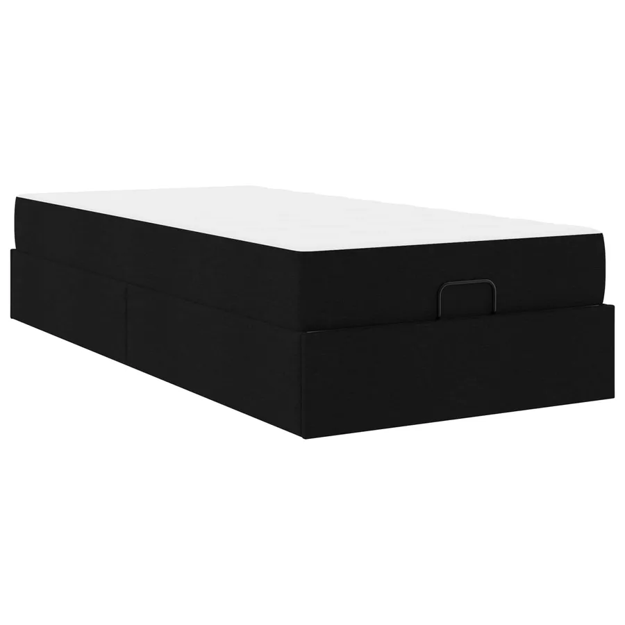 Cadre de lit avec matelas 2 pcs Noir tissu - 2