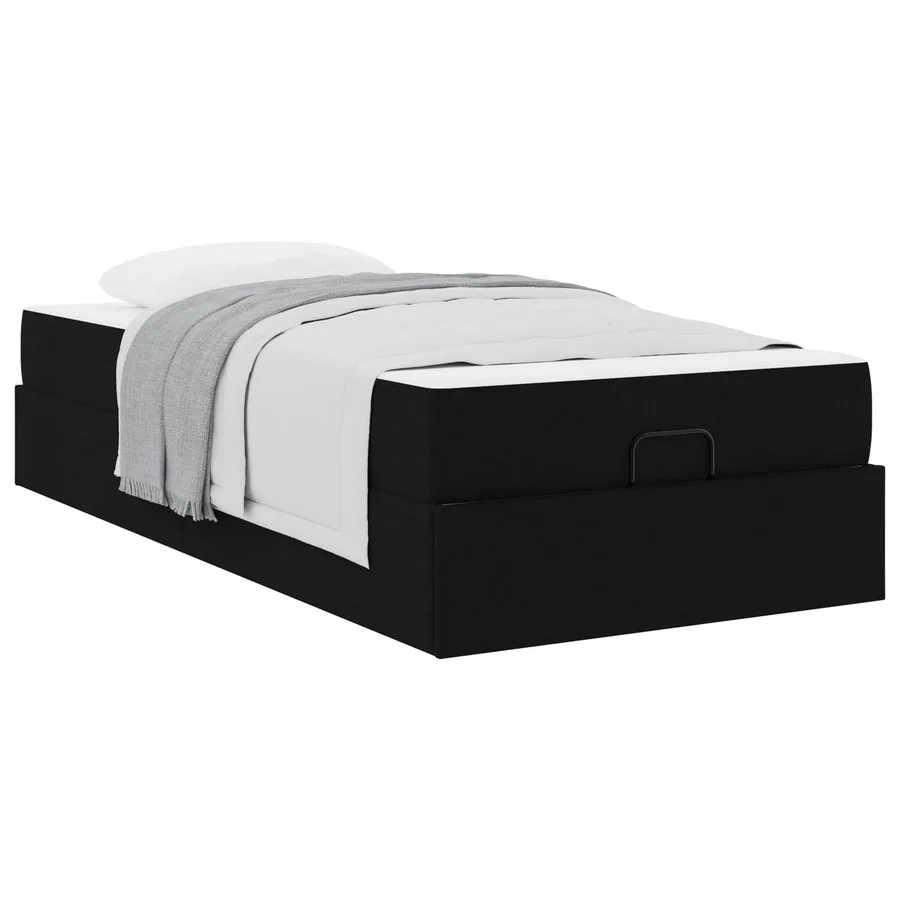 Cadre de lit avec matelas 2 pcs Noir tissu - 3