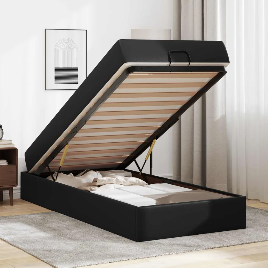 Cadre de lit avec matelas Autre 2 pcs Noir PVC - 4