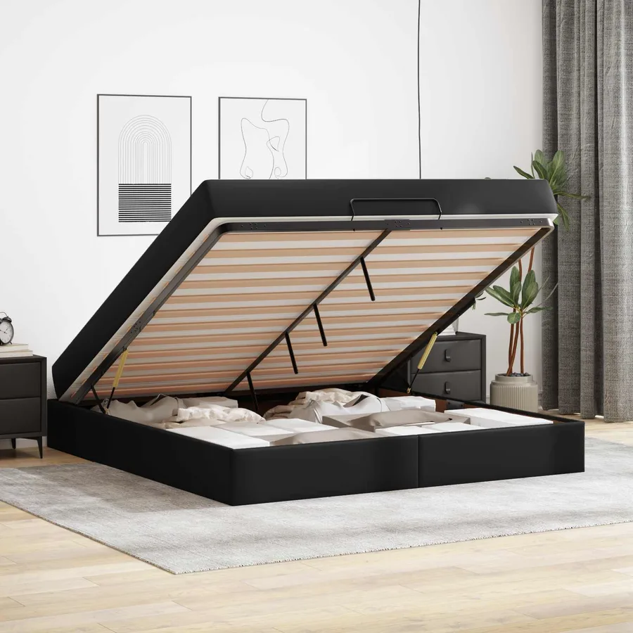 Cadre de lit avec matelas Autre 2 pcs Noir PVC - 4