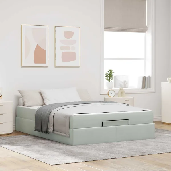 Cadre de lit avec matelas 2 pcs Gris clair Velours