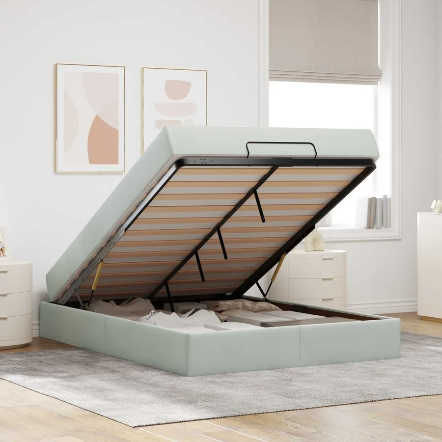 Cadre de lit avec matelas 2 pcs Gris clair Velours - 4