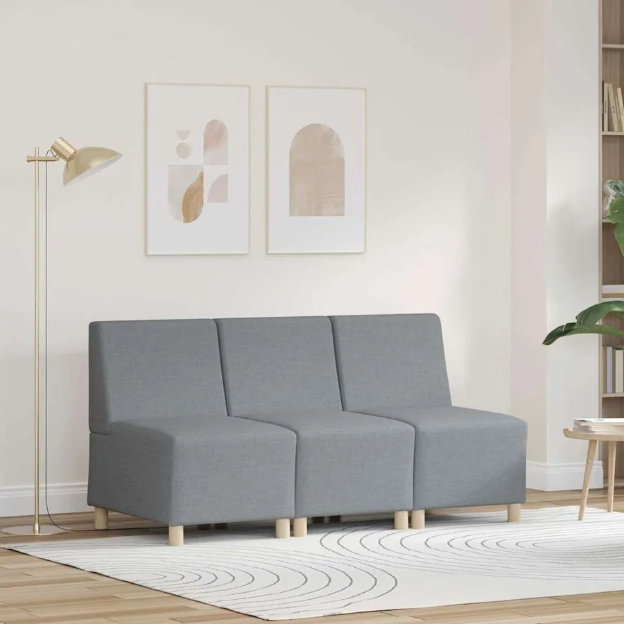 Unité de Sofa Modulaire Sans Accoudoirs 3 pcs Gris clair