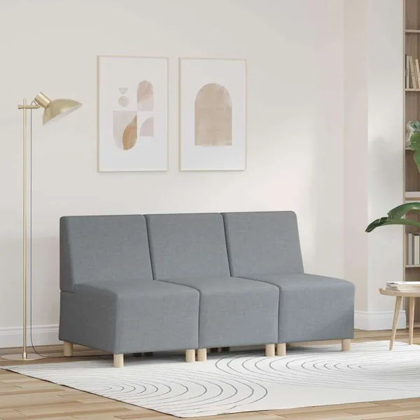 Unité de Sofa Modulaire Sans Accoudoirs 3 pcs Gris clair