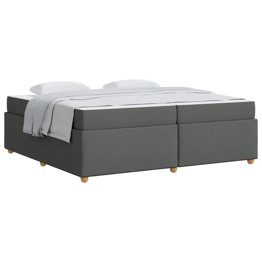 Cadre de lit avec matelas Gris foncé 200 x 200 cm tissu - 2