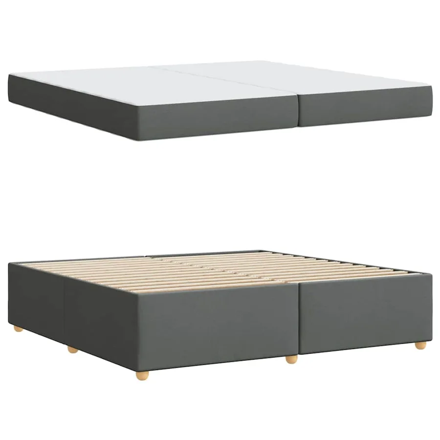 Cadre de lit avec matelas Gris foncé 200 x 200 cm tissu - 4