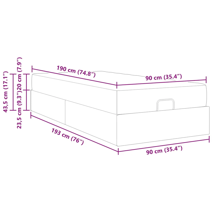 Cadre de lit avec matelas 2 pcs Taupe tissu - 14