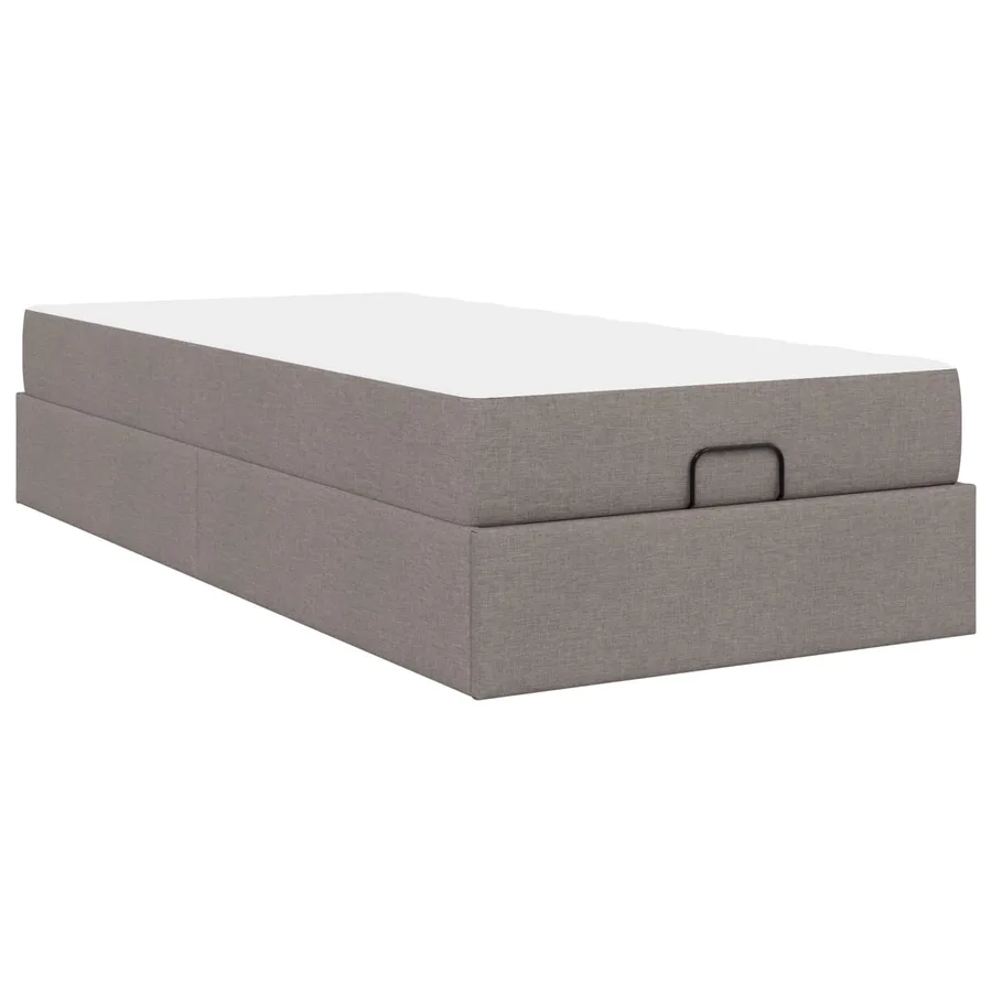Cadre de lit avec matelas 2 pcs Taupe tissu - 9