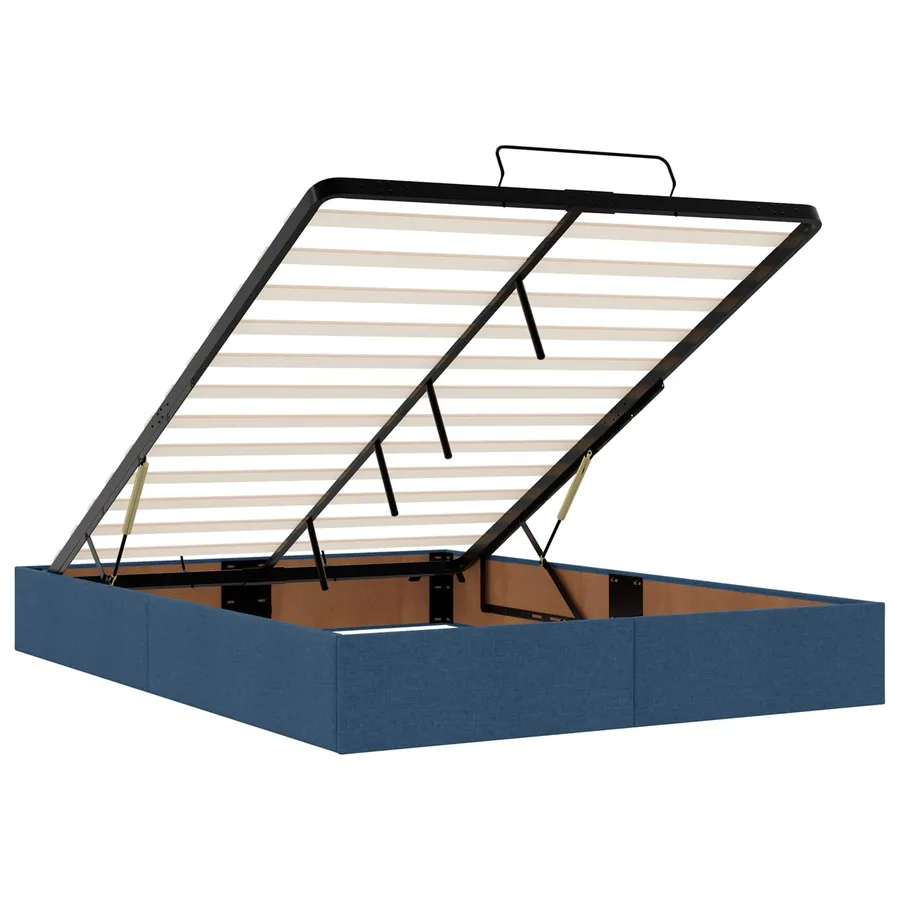Cadre de lit avec matelas 2 pcs Bleu tissu - 12