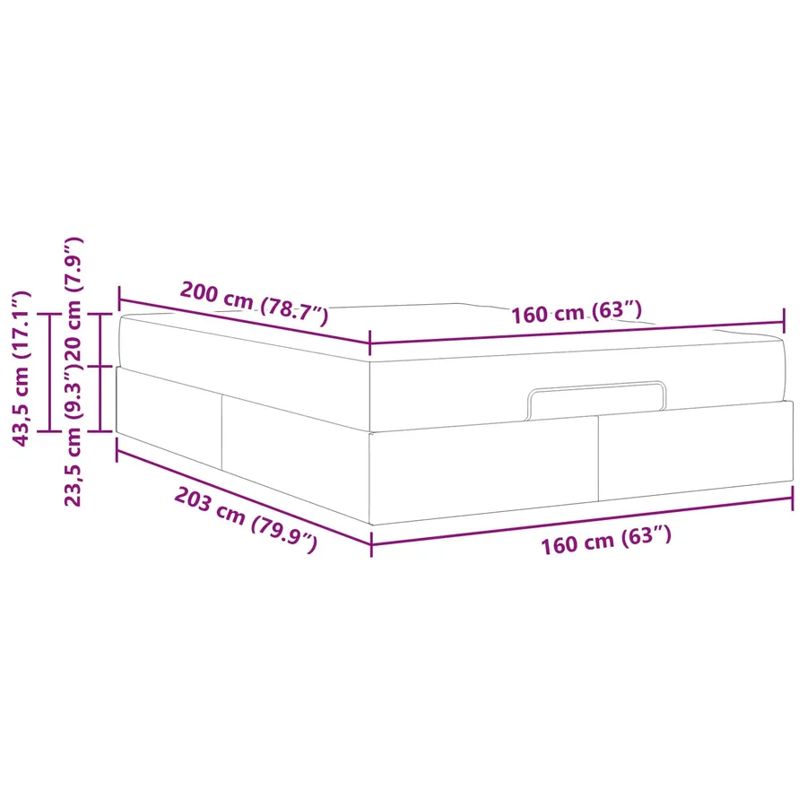 Cadre de lit avec matelas 2 pcs Bleu tissu - 14