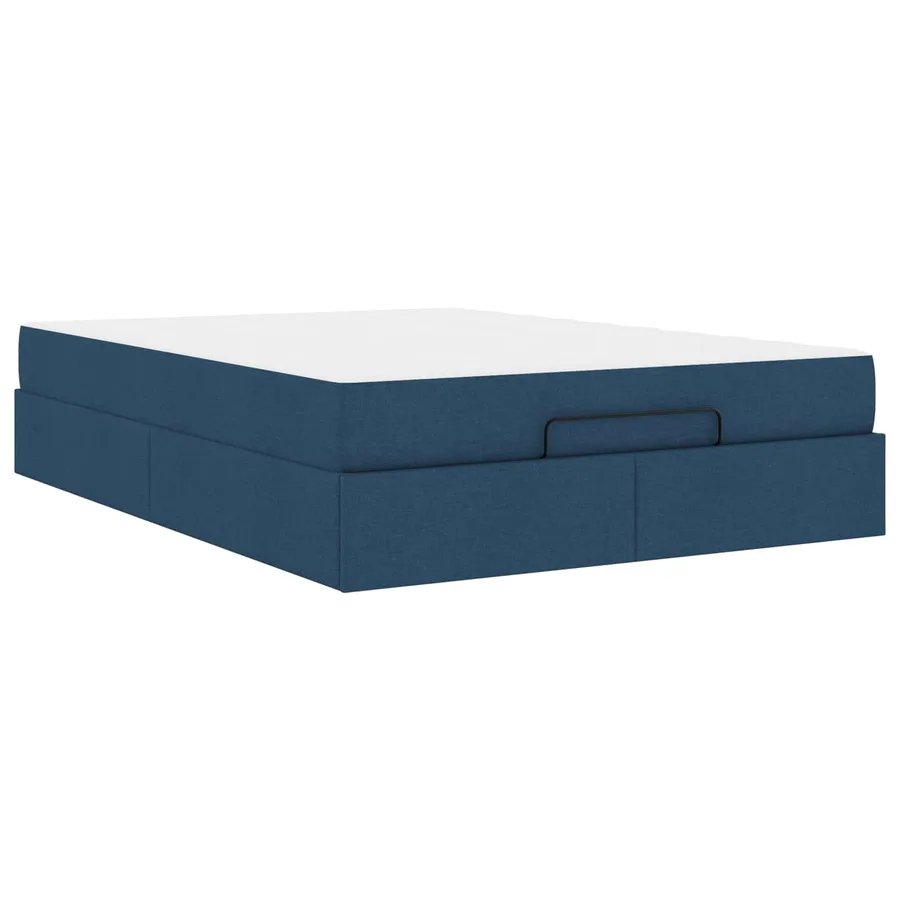 Cadre de lit avec matelas 2 pcs Bleu tissu - 2