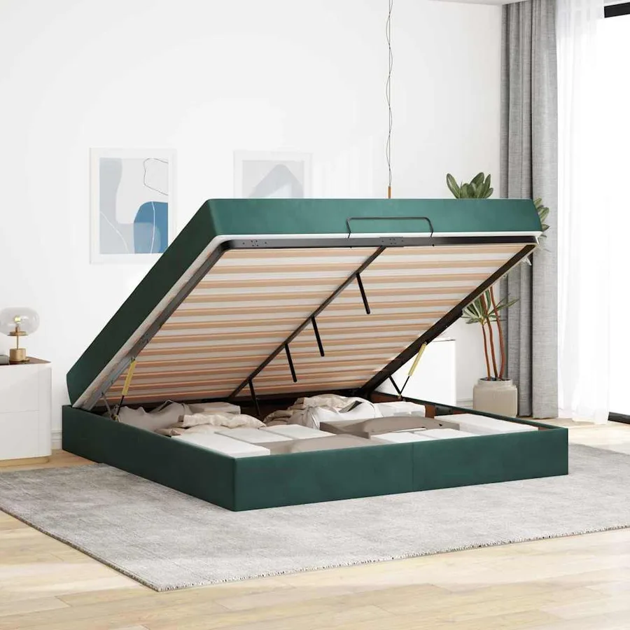 Cadre de lit avec matelas 2 pcs Vert Velours - 3
