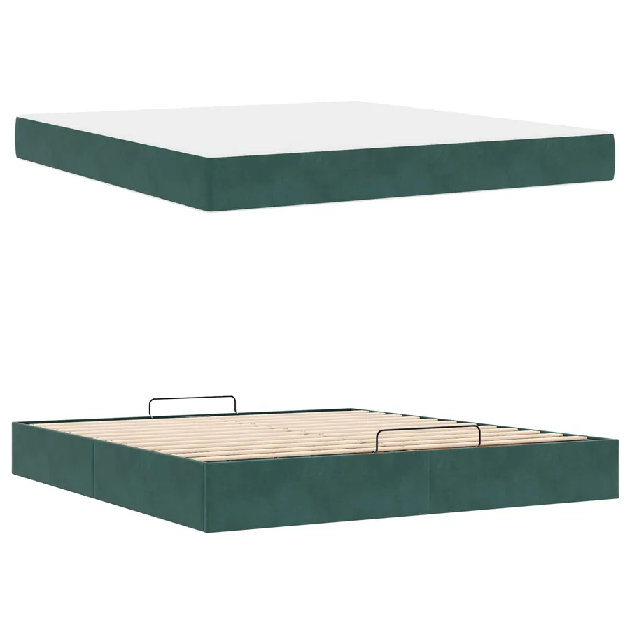 Cadre de lit avec matelas 2 pcs Vert Velours - 5