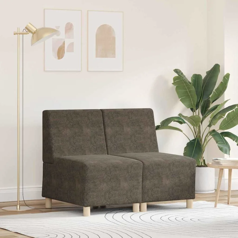 Unité de Sofa Modulaire Sans Accoudoirs 2 pcs Gris foncé