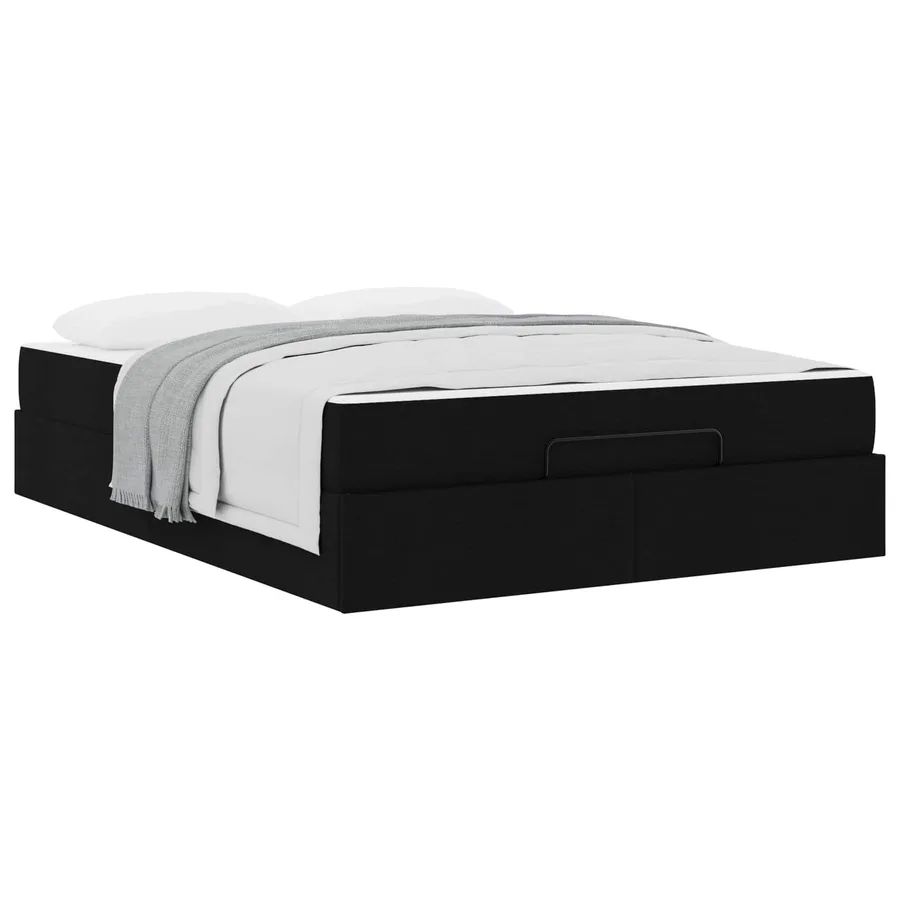 Cadre de lit avec matelas 2 pcs Noir tissu - 3