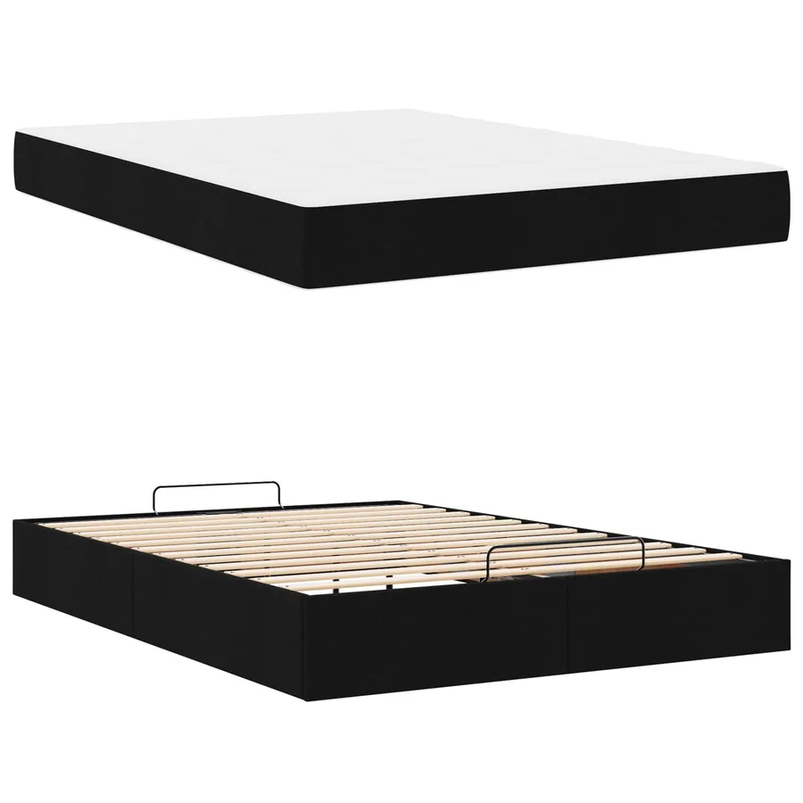 Cadre de lit avec matelas 2 pcs Noir tissu - 5