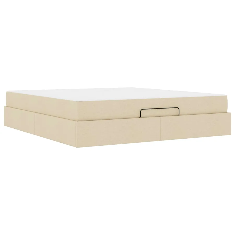 Cadre de lit avec matelas 2 pcs Crème tissu - 2