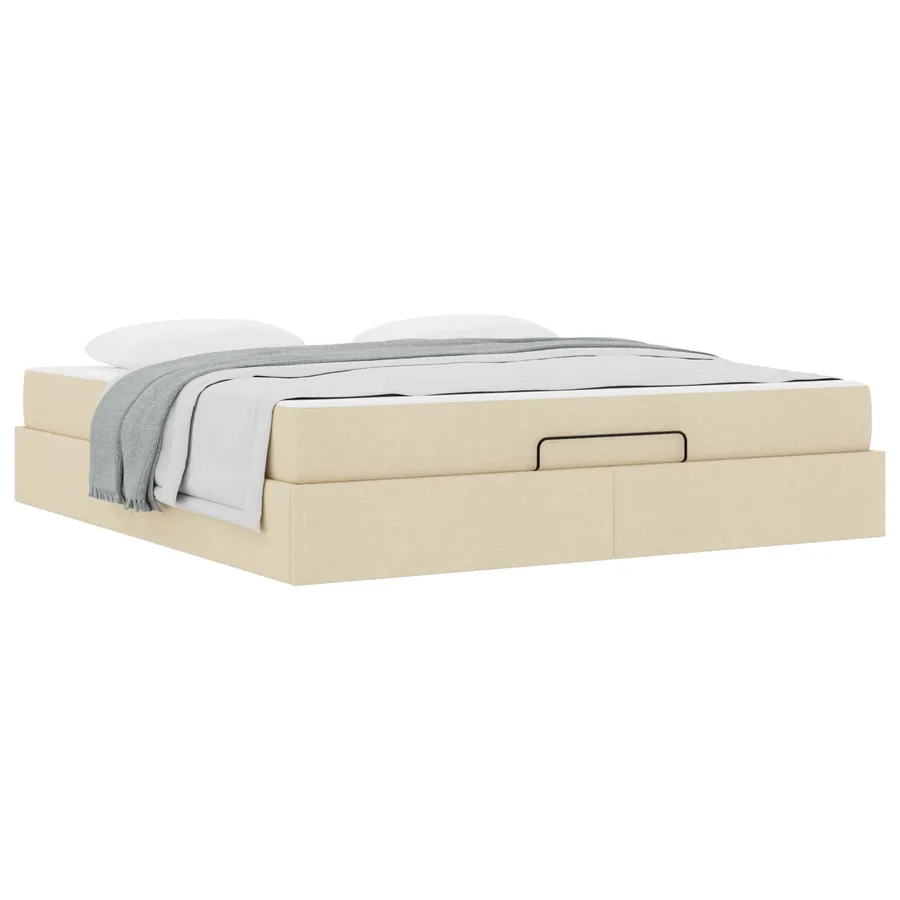 Cadre de lit avec matelas 2 pcs Crème tissu - 3