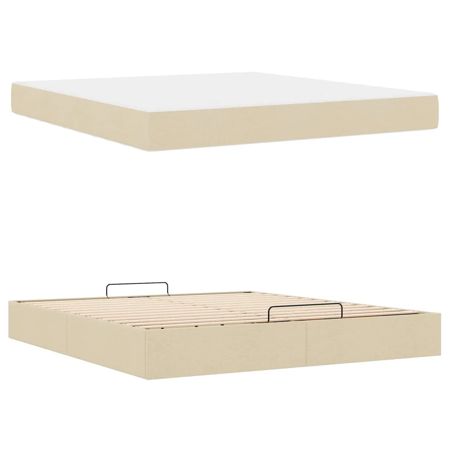 Cadre de lit avec matelas 2 pcs Crème tissu - 5