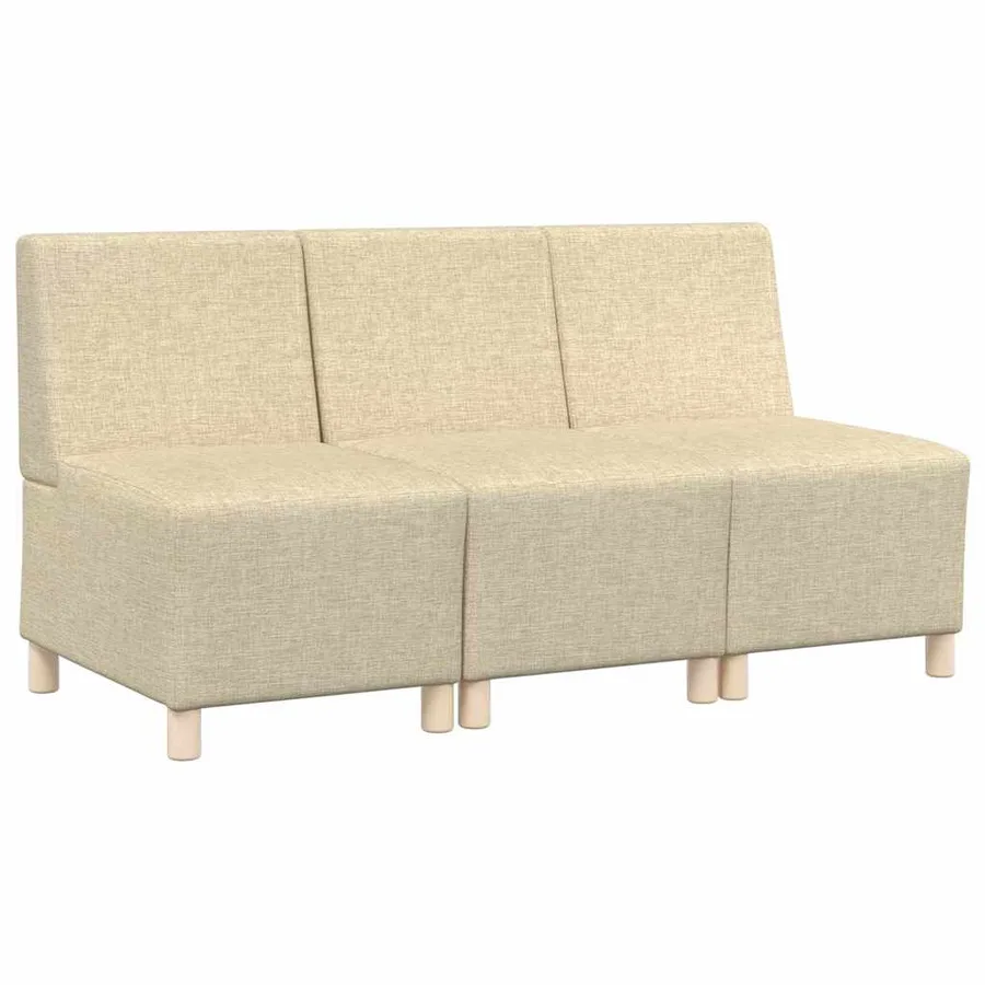 Unité de Sofa Modulaire Sans Accoudoirs 3 pcs Crème - 2