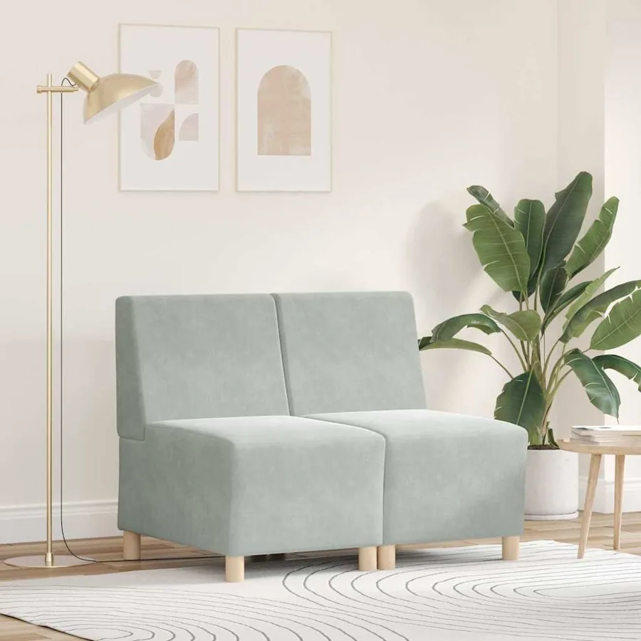Unité de Sofa Modulaire Sans Accoudoirs 2 pcs Gris clair