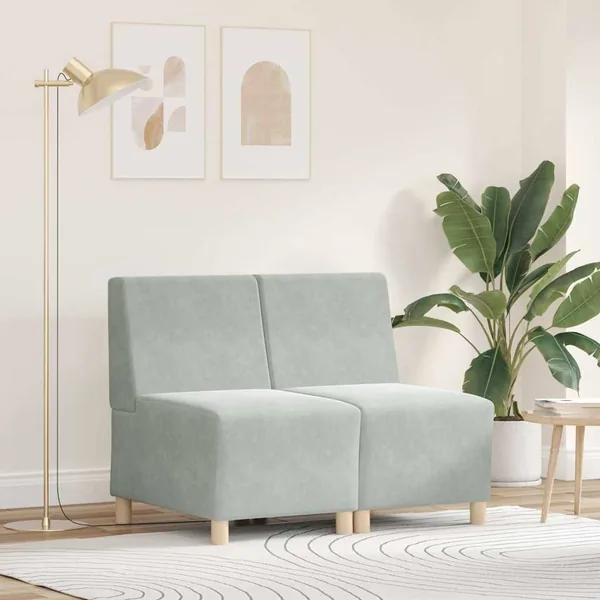 Unité de Sofa Modulaire Sans Accoudoirs 2 pcs Gris clair