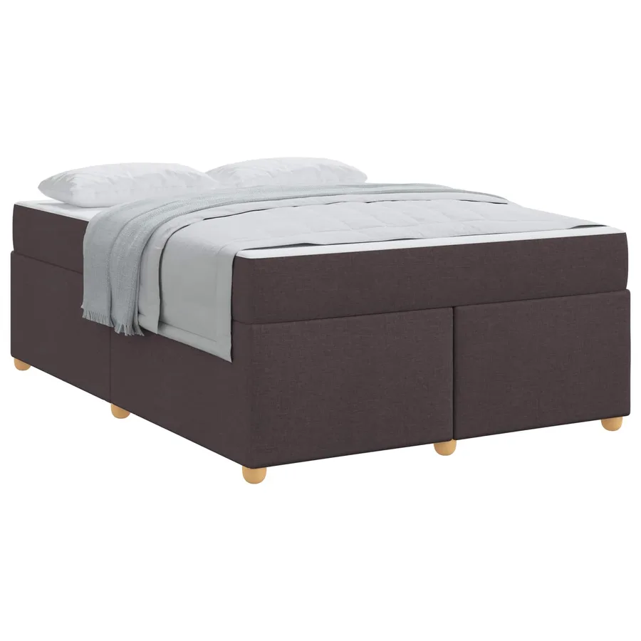 Cadre de lit avec matelas Marron foncé 140 x 200 cm tissu - 2