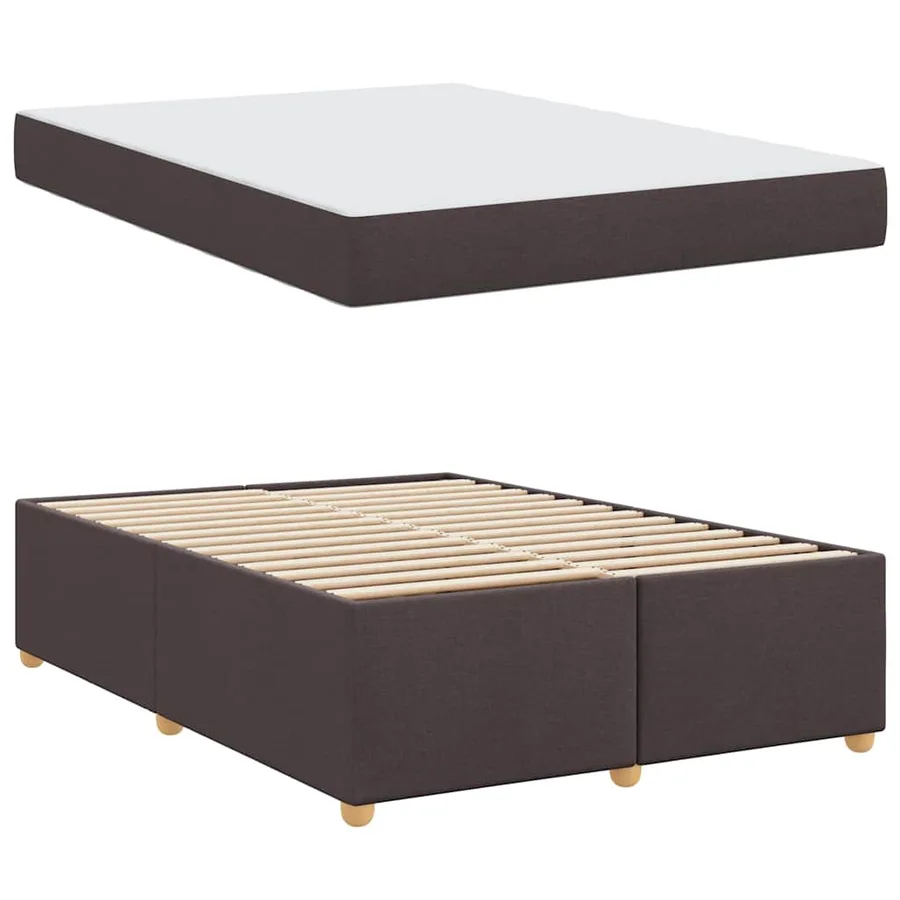 Cadre de lit avec matelas Marron foncé 140 x 200 cm tissu - 4