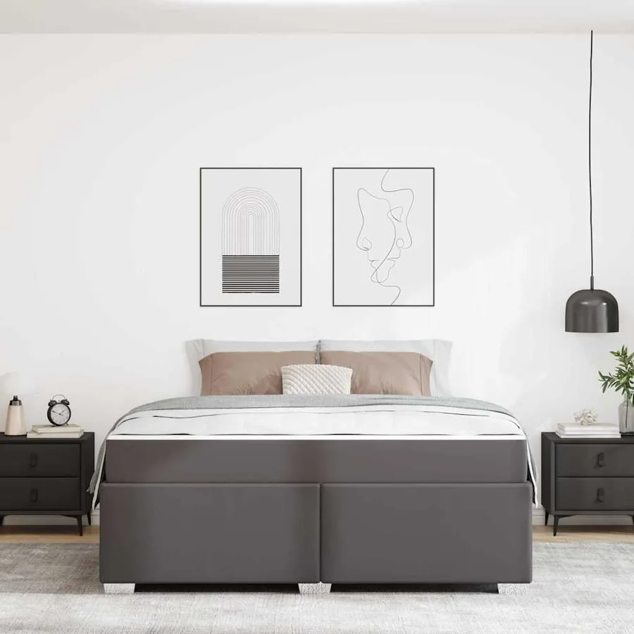 Cadre de lit Gris 180 x 200 cm tissu - 3